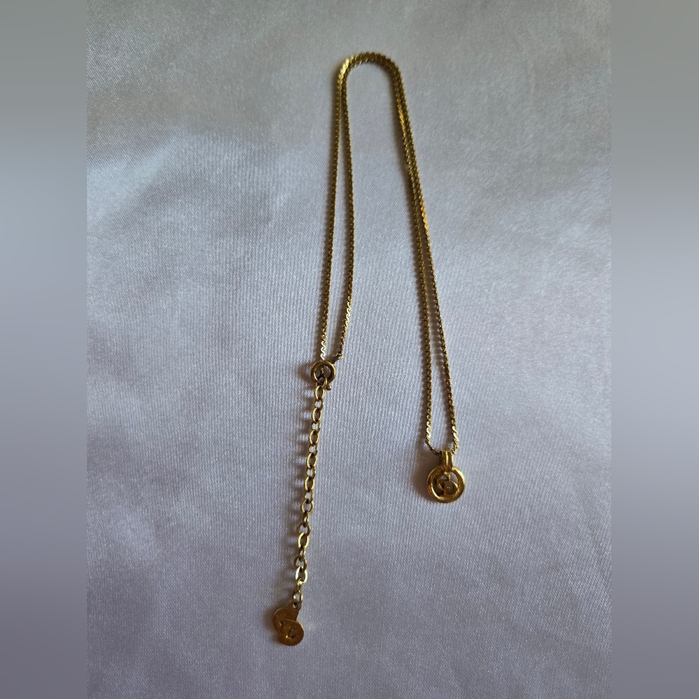 Christian Dior Gold Platted Pendant Necklace With COA